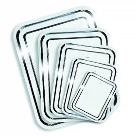 Tálca szögletes rozsdamentes acél krómozott 25 x 21 cm