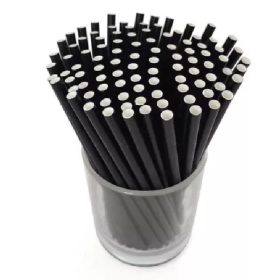 Szívószál papír fekete  6mmx230mm 100 darabos