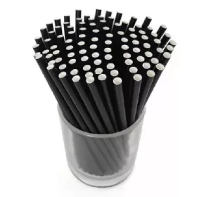Szívószál papír fekete  6mmx230mm 100 darabos