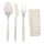 Evőeszköz készlet 3+1 szett kanál kés villa szalvéta újrahasználható  fehér