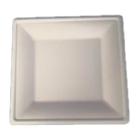   Papírtányér eldobható KOMP szögletes cukornád lebomló 20x20 cm natúr 50 darabos