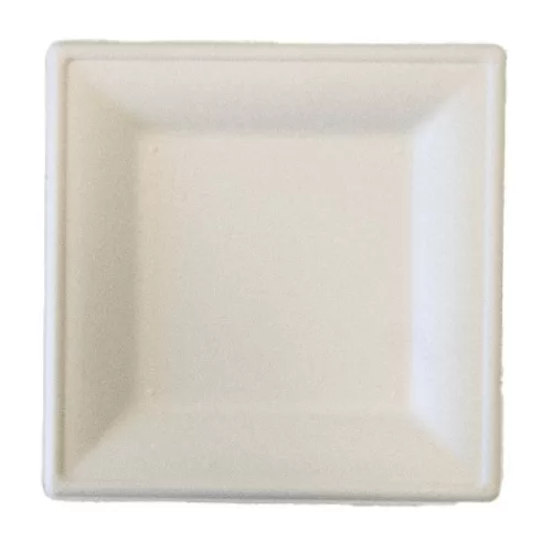 Papírtányér eldobható KOMP szögletes cukornád lebomló 20x20 cm natúr 50 darabos