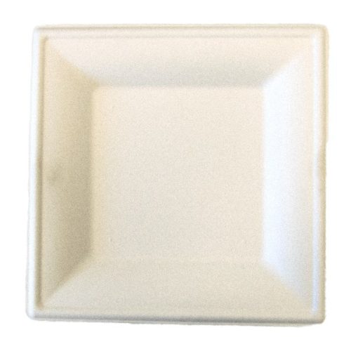 Szögletes eldobható papírtányér KOMP cukornád lebomló 26x26 cm natúr 50 darabos