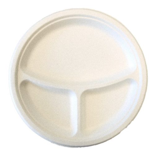 Papírtányér eldobható KOMP cukornád lebomló 25,4 cm natúr 125 darabos