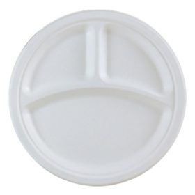   Papírtányér eldobható 3 részes KOMP cukornád lebomló 3 részes 25,4 cm natúr 125 darabos