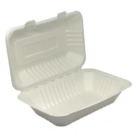   Papírdoboz eldobható ételes KOMP cukornád lebomló 22,86X15,24x8,12 cm natúr 125 darabos