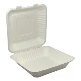   Papírdoboz eldobható 1 részes ételes KOMP cukornád lebomló 23X23x8cm natúr 100 darabos