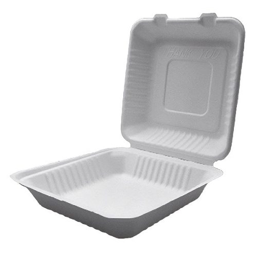 Papírdoboz eldobható 1 részes ételes KOMP cukornád lebomló 23X23x8cm natúr 100 darabos