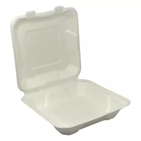  Papírdoboz eldobható 1 részes ételes KOMP cukornád lebomló 20X20x6,5cm natúr  100 darabos
