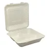 Papírdoboz eldobható 3 részes KOMP cukornád lebomló 23X23x8cm natúr 100 darabos