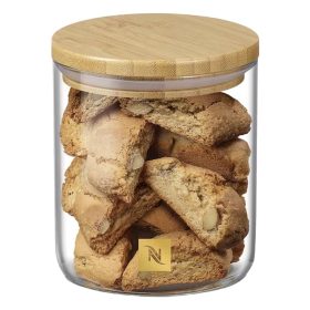 Kávékapszula tartó üveg bambuszfedéllel