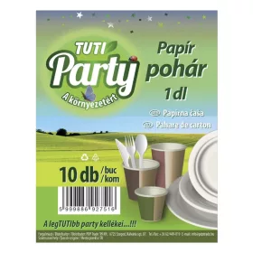 Pohár eldobható papír TUTI Party 1dl 10 darab/csomag