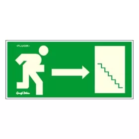   Piktogram Menekülési irány jobbra lépcsős zöld (FLUOR.)