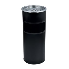   Szemetes hamutartóval tűzálló kültéri fém fekete 25x58cm