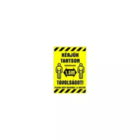   Matrica Kérjük tartson minimum 1,5 m távolságot sárga  16,5 x 11,5 cm "K"