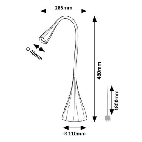 Asztali lámpa RÁBALUX Jeff2 LED 4W műanyag fehér
