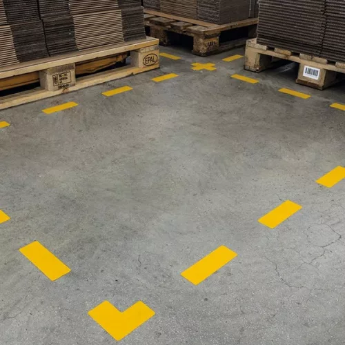 Padlójelölő kereszt alakzat DURABLE öntapadós 150x150 mm sárga 10 darabos