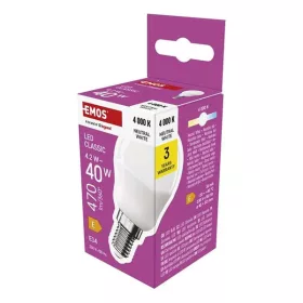 LED izzó EMOS E14 kisgömb 4,2W természtes fény 4000K