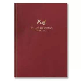   Tanári zsebkönyv TOPTIMER Prof PVC műbőrborító A/5 heti 145x205 mm Bordó 2026-2027