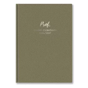   Tanári zsebkönyv TOPTIMER Prof PVC műbőrborító A/5 heti 145x205 mm Oliva zöld 2026-2027