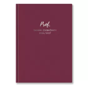   Tanári zsebkönyv TOPTIMER Prof PU műbőrborító A/5 heti 150x210 mm Málna 2026-2027