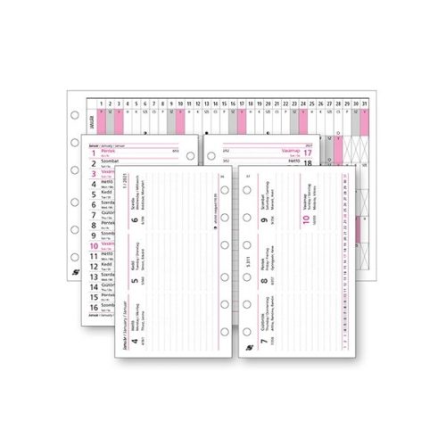 Gyűrűs kalendárium betét SATURNUS S311/F heti fehér lapos 2026.