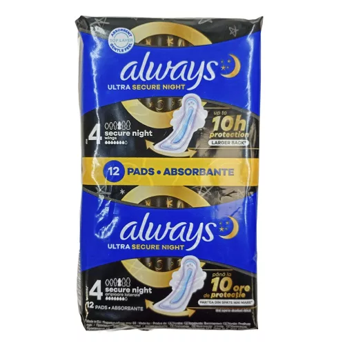 Egészségügyi betét ALWAYS Sensitive ultra extra night duo 12 darabos