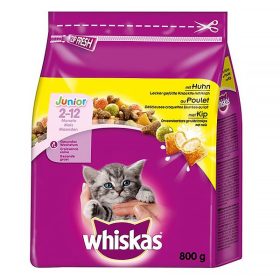   Állateledel száraz WHISKAS Junior macskáknak csirkehússal 800 g