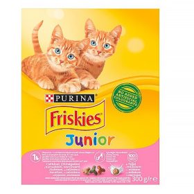   Állateledel száraz PURINA Friskies Junior macskáknak csirkével, zöldségkkel és tejjel 300 g