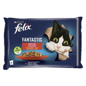   Állateledel alutasakos FELIX Fantastic macskáknak marha-csirke aszpikban 4x85 g