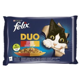   Állateledel alutasakos FELIX Fantastic DUO macskáknak házias válogatás aszpikban 4x85 g