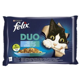  Állateledel alutasakos FELIX Fantastic DUO macskáknak halas válogatás aszpikban 4x85 g