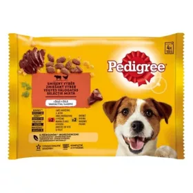   Állateledel alutasakos PEDIGREE Adult kutyáknak 4-pack marha-baromfi válogatás 4x100 g