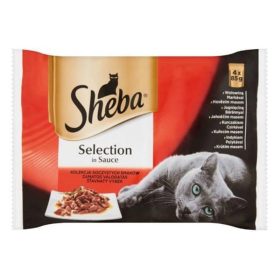   Állateledel alutasakos SHEBA Selection macskáknak 4-pack húsos marha-bárány-csirke-pulyka válogatás 4x85 g