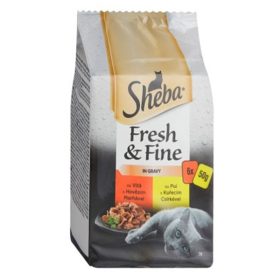   Állateledel alutasakos SHEBA Mini macskáknak húsos marha-csirke válogatás 6x50 g