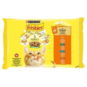   Állateledel alutasakos PURINA Friskies macskáknak csirke-kacsa-lazac-pulyka 4x85 g