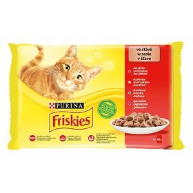   Állateledel alutasakos PURINA Friskies macskáknak csirke-marha-bárány-kacsa 4x85 g