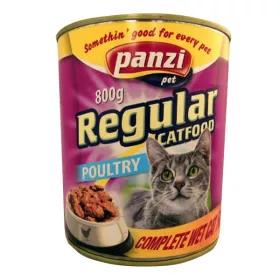   Állateledel konzerv PANZI Regular Poultry felnőtt macskának szárnyashús-mix 800 g