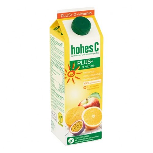Gyümölcslé HOHES C Plus D-Vitamin Narancs-Alma-Maracuja-Datolyaszilva 100% 1L