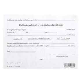   Nyomtatvány elsőfokú munkaköri orvosi alkalmassági vélemény
