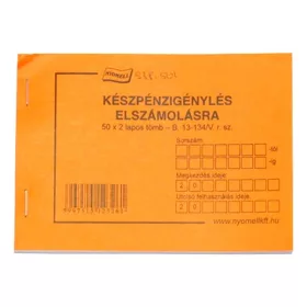 Nyomtatvány készpénzigénylés elszámolásra