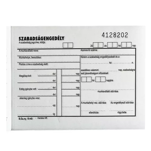 Nyomtatvány szabadságengedély VECTRALINE A/6 fekvő 50x2 lapos