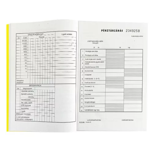 Nyomtatvány pénztárzárás VECTRALINE A/5 50x2 lapos