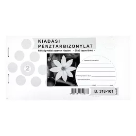   Nyomtatvány kiadási pénztárbizonylat költségvetési szervek részére fekvő 25x2 lapos