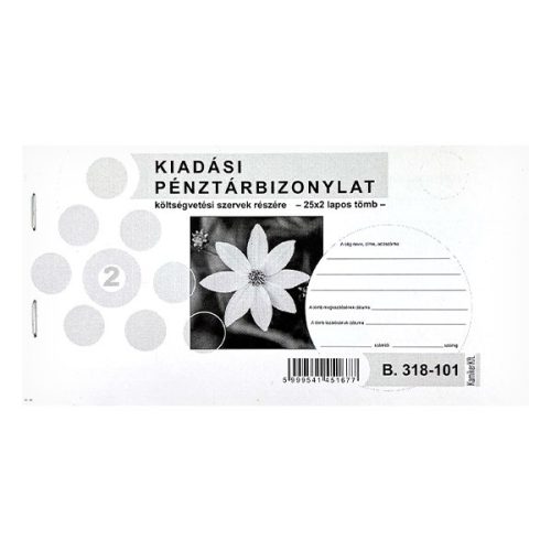 Nyomtatvány kiadási pénztárbizonylat költségvetési szervek részére fekvő 25x2 lapos