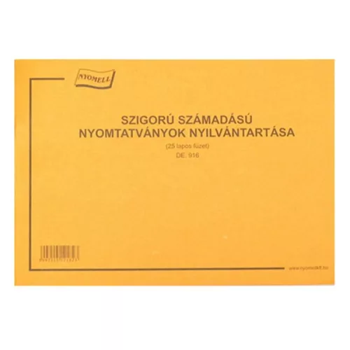 Nyomtatvány szigorú számadású nyilvántartó füzet A/4 25 lapos fekvő