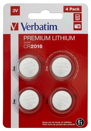 VERBATIM Gombelem, CR2016, 4 db, VERBATIM "Premium"