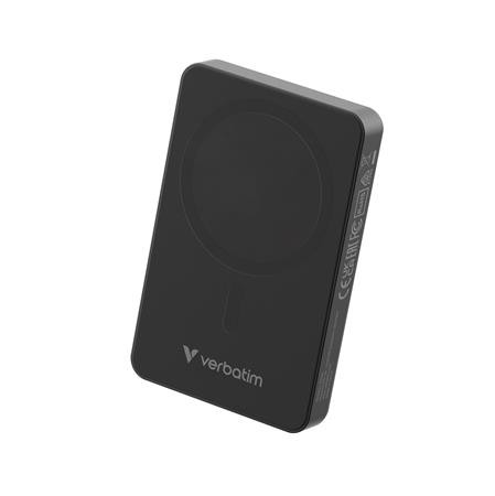 VERBATIM Power bank, mágneses (vezeték nélküli), 10.000mAh, VERBATIM "Charge n Go Essentials", fekete
