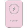 VERBATIM Hordozható akkumulátor, vezeték nélküli töltés, 10000 mAh, VERBATIM "MCP-10, rózsaszín
