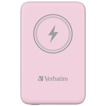 VERBATIM Hordozható akkumulátor, vezeték nélküli töltés, 10000 mAh, VERBATIM "MCP-10, rózsaszín